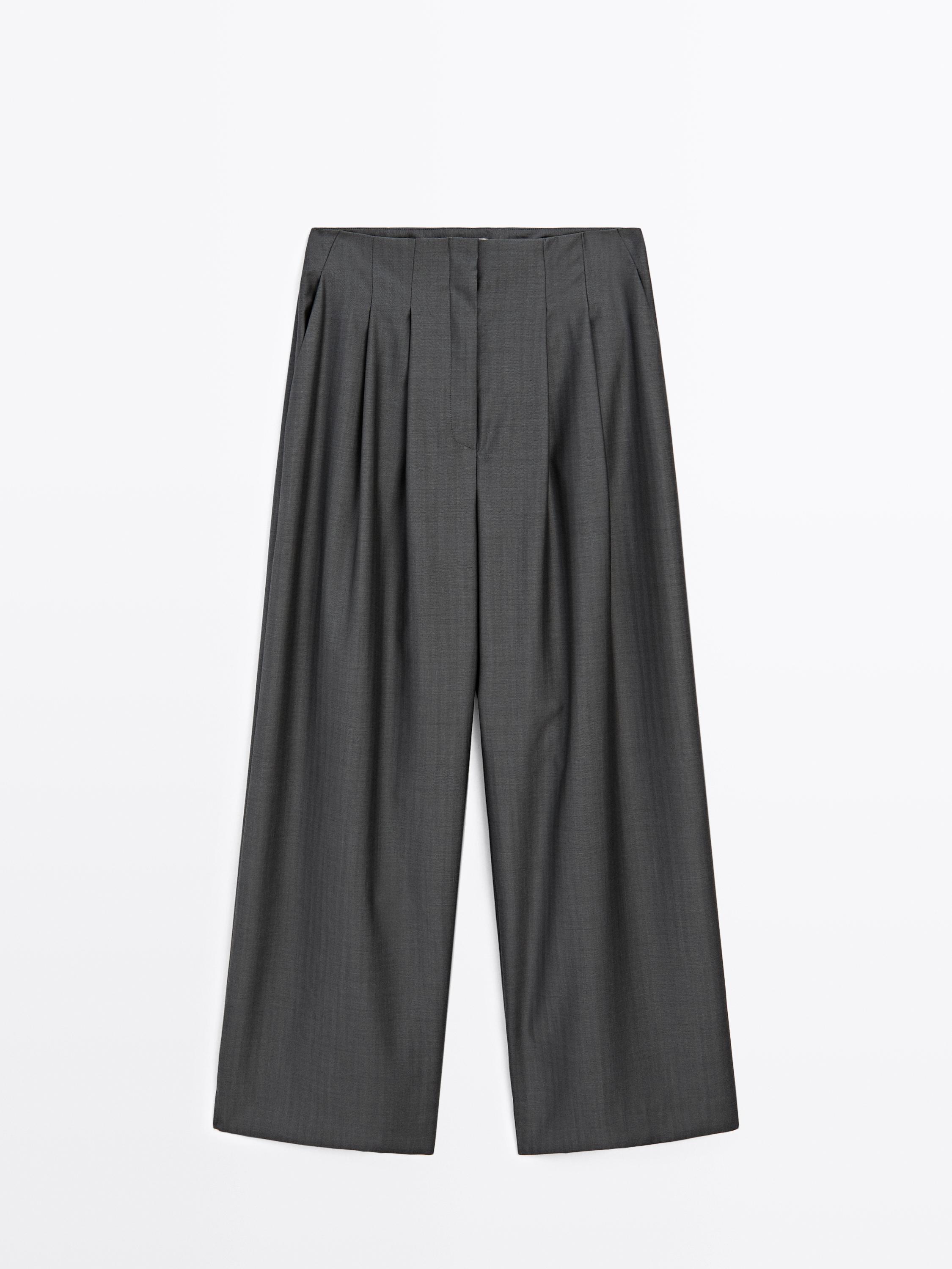100% wool darted trousers